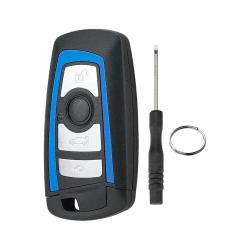 Schlüssel Gehäuse 4 Knöpfe Für BMW Smartkey F20 F21 F22 F30 F31 F80 E84 F85 F25 Smart Remote Schlüssel mit Schraubendreher und Schlüsselring （Blaue Umrandung）
