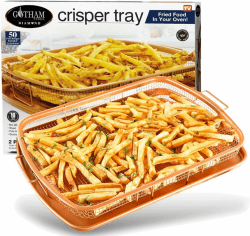 Gotham Steel Crisper Tray für Ofen, 2-teiliges Antihaft-Kupfer-Crisper-Tablett und Korb, Air Fry in Ihrem Ofen, ideal zum Backen und knusprigen Lebensmitteln, wie im Fernsehen zu sehen, XL