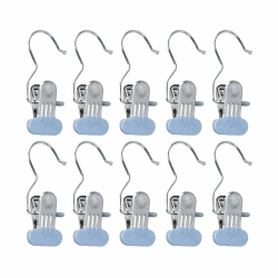 10 Stück Edelstahl Wäsche Haken Set, 2-in-1 rutschfest Kleiderbügel Clips, 360° Drehbarer Haken zum Trocknen von Clips, Tragbare Metall Klammern für Hosen, Schuhe, Handtuch und Socken (Grau)