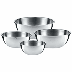 WMF Gourmet Schüsselset 4-teilig, Edelstahl Schüsseln für die Küche 1,0l - 3,5l, Rührschüssel, Salatschüssel, Servierschüssel, Cromargan, stapelbar