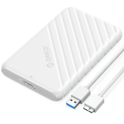 ORICO 2,5 Zoll Festplattengehäuse mit USB 3.0 Kabel Werkzeugloses Externes HDD Gehäuse für 2,5 Zoll SATA SSD und HDD in Höhe 9.5mm 7mm,UASP Trim unterstützt,Weiß (25PW1-U3)
