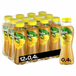 Fuze Tea Schwarzer Tee Zitrone Zitronengras - außergewöhnliche Fusion aus Tee und fruchtigem Zitronen-Geschmack - Eistee aus nachhaltigem Anbau - Einweg Flaschen (12 x 400 ml)