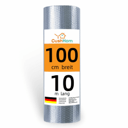 CCLIFE Isolierfolie Thermofolie Aluminisierte Dämmfolie Alu Luftpolsterfolie 3-4mm Heizkörper Reflexionsfolie für Dächer Fenster Rohre Böden,1X10m-10㎡