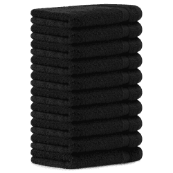 Luckytowel 10er Set Gästehandtücher 30x50 cm 100% Baumwolle, 600g/m² Oeko-Tex Gästetuch-Set 10er Pack Schwarz