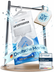 PEARWAY Luftentfeuchter Beutel XL 10x250g I Feuchtigkeitsabsorber I Moisture Absorber I Luftentfeuchter Fenster I Luftentfeuchter Schrank I Entfeuchter Beutel I Luftraumentfeuchter zum Aufhängen