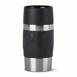 Emsa N21601 Travel Mug Compact Thermo-/Isolierbecher aus Edelstahl | 0,3 Liter | 3h heiß | 6h kalt | BPA-Frei | 100% dicht | auslaufsicher | spülmaschinengeeignet | 360°-Trinköffnung | Schwarz