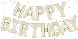 Beige Happy Birthday Ballons Banner,Happy Birthday Luftballon Girlande 16 Zoll Silver Folie Happy Birthday Folienballon Luftballon Helium Ballon Geburtstagsballon Banner für Geburtstag Party