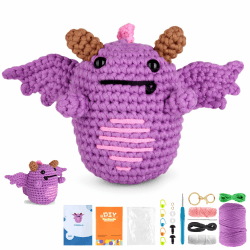YURROAD All-in-One-Häkelset für Anfänger mit No Split Garn, Amigurumi Set Anfänger mit Anleitung, Schritt-für-Schritt-Video-Tutorials, Crochet Kit Animal Set - Flugsaurier