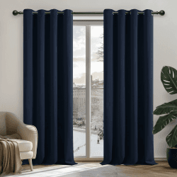 Deconovo Verdunkelungsgardinen mit Kälteschutz Vorhang Verdunkelung Gardinen Wohnzimmer, 200x140 cm(HöhexBreite), Dunkelblau, 2er Set H200 x B140 cm (2er Pack) Dunkelblau