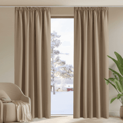 PONY DANCE Verdunkelnde Gardinen für Schienensystem Vorhang Blickdicht Kräuselband 2er Set H 245 x B 140 cm Verdunklungsvorhänge Wohnzimmer Thermovorhang gegen Kälte, Cappuccino H245 x B140 cm (2er Pack) Cappuccino