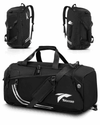 Tolaccea Sporttasche Herren Rucksackfunktion Groß 45L Sportrucksack mit Schuhfach Nassfach, Reisetasche Damen für Fitnessstudio Sauna Fussball Schwimmen Gym（Schwarz）