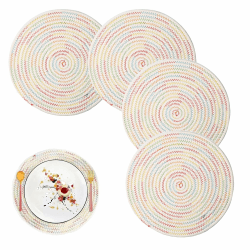 4 Stück Runde geflochtene Tischsets für heiße Gerichte und Getränke, gewebte Tischsets, 18 cm, hitzebeständig, handgefertigt, geflochtenes Tischset, rutschfeste Matten für heiße Töpfe und Pfannen