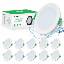 Bojim LED Spots 230V IP65, Einbaustrahler LED, Warmweiß 2700K, 68mm - 80mm lochmaß, Flach 35mm, Einbauspots LED Deckenstrahler 5w Für Das Wohnzimmer Badezimmer Küche Feuchtraum, 10er