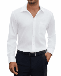siliteelon Herren Hemden Bügelfrei Regular fit Oberhemden Herren Langarm Unifarben Stretch Freizeithemden Businesshemd Anzug Hemd XL A-weiß