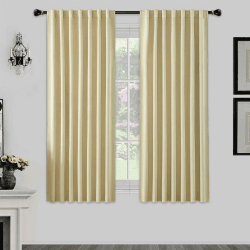 Joydeco Schlaufen Verdeckten Vorhänge 2er Set,H 183 x B 117 Beige Verdunkelung Blackout Blickdicht Kurze Vorhang Stangendurchzug Gardinen Polyester Curtains Schlafzimmer Wohnzimmer Modern