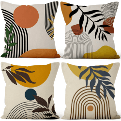 Aoihrraan 46x46cm 4er Set Dekorativ Boho Kissenbezug Abstrakt Sonne Mond Regenbogen Natur Landschaft Quadratische Sofakissen Dekokissen Leinen Wohnkultur Für Wohnzimmer Draussen Patio Garten Sofá