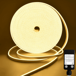CCILAND LED Strip 10M, 24V Neon Streifen Dimmbar 2700k, Silikon Flexibel LED Lichtband mit Timer Wasserdicht für Heim Küche Innen Außen DIY Dekor (Warmweiß)