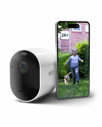 Arlo Pro 5 Überwachungskamera Aussen WLAN, 2K+ HDR Video, Kabellos, Verbesserte Farbnachtsicht, 160° Blickwinkel, Spotlight, 2-Wege Audio, Alarm Sirene, Secure Testzeitraum, 1er Set, Weiß