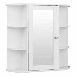 eSituro Spiegelschrank Badspiegel Hängeschrank mit Türen Wandschrank Badschrank, Weiß, BxHxT ca: 60x58x16cm
