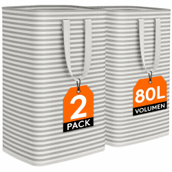 Lifewit 80L großer Wäschekorb, faltbare Wäschebox mit Griffen, wasserdichter Wäschekorb zur Aufbewahrung von Hosen, Kleidung, Handtüchern, 40 * 30 * 67cm, 2Pack