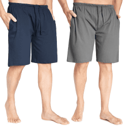 CityComfort Pyjama Shorts Herren, Kurze Schlafanzughose Herren mit Seitentaschen & Elastischem Bund 2er-Pack XXL Marine/Holzkohle