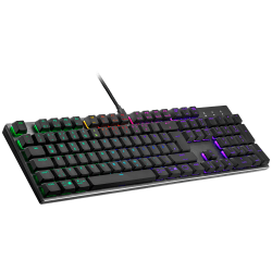 Cooler Master SK652 Mechanische Tastatur (Full-Size) – Mit flachen, schwebenden Tasten, RGB-Beleuchtung, kabelgebundener USB-Typ-A-Anschluss, PC- und MacOS-kompatibel – DE-Layout, Rote Schalter