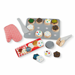 Melissa & Doug Wooden Cookie Set , Pretend Play , Play Food Toy for Kids , 3+ , Gift for Boy or Girl, Merhfarbig