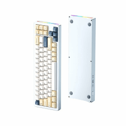 ATTACK SHARK M71 CNC-Aluminium mechanische Gaming-Tastatur,Tri-Mode-BT5.0/2,4G kabellos/kabelgebunden,4600 mAh wiederaufladbar,68% Hotswap Gasket,14 Chroma RGB-Beleuchtung für MAC&WIN-Blueberry Cheese