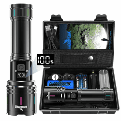 Shadowhawk Taschenlampe LED Aufladbar 500000 Lumen, LED Taschenlampe Extrem Hell XHM90.2 Taschenlampen USB, Starke Taktische Taschenlampe Batteriebetrieben, Wasserdicht Flashlight for Outdoor Notfälle