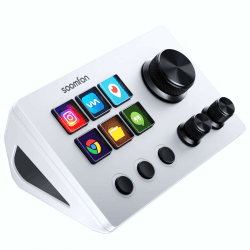 SOOMFON Stream Controller Deck SE, 6 anpassbare LCD Makrotasten & Drehreglern, auslösen von Aktion in Mehreren Software, Mac & Windos, für Content-Erstellung, Streaming, Aktienhandel & Gaming
