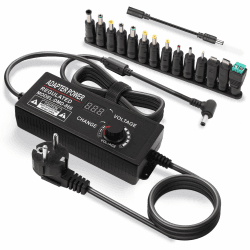 Lamptobe 5A 120W Einstellbares Netzteil, Netzteil Einstellbar mit LED Spannungsanzeige, 100V-240V AC to DC 3V-24V Konverter mit 14 Tipps, Universal Netzteil für Haushaltselektronik, DC Motor