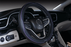 ISTN Mikrofaser Leder Auto Lenkradbezug 38cm für die meisten Autos (schwarz lila)