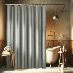 EurCross Leinen Texturiert Grau Duschvorhang 180x200 cm für Badezimmer, Schwerer Wasserdicht Stoff Duschvorhänge, Luxus Anti-Schimmel Waschbar Textil Bad Vorhang mit 12 Ringen Grau H200 x B180 cm (1er Pack)