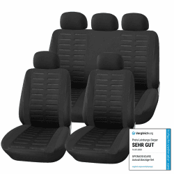 Upgrade4cars Auto-Sitzbezüge Set Universal | Auto-Schonbezüge Vordersitze & Rückbank | Auto-Sitzbezug Schwarz | Autozubehör Innenraum Deko | Geschenke für Frauen und Männer