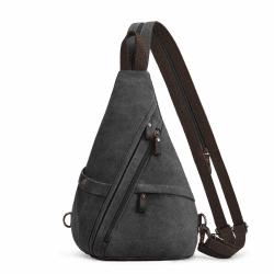 S-ZONE Unisex Sling Rucksack Wasserabweisende Canvas Brusttasche Crossbody Umhängetasche Schultertasche Sporttasche Bodybag Sling Bag Schulterrucksack Schwarz