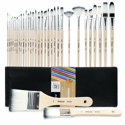 Artecho Pinselset Acrylfarben, Pinsel Set für Aquarell, Öl, Steinmalerei, Nagelpinsel, 32 Verschiedene Größen mit Organisationstasche.