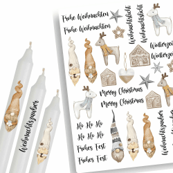 A4 Kerzentattoos Weihnachten | Kerzenfolie für Kerzen | Tattoo Folie Advent | Wasserschiebefolie für Stabkerzen | Set Weihnachten 2