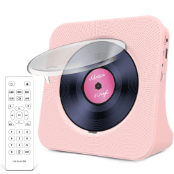 Greadio CD-Player Tragbar mit Bluetooth 5.0,CD-Musik-mit Fernbedienung,HiFi-Sound-Lautsprecher,Staubschutz,LED-Bildschirm,FM-Radio,unterstützt AUX/USB,Kopfhörerbuchse für Geschenk