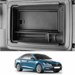 CDEFG Kompatibel mit Skoda Octavia 4 2020-2023 2024 2025 Mittelkonsole Armlehne Organizer Octavia IV Armlehnen Aufbewahrungsbox Handschuhfach Aufbewahrung Auto Center Console Tray Zubehör(Schwarz)