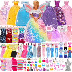 Miunana 110 Kleidung für Puppen Puppenkleidung Fashion Kleider Tops Bluse Hosen Abendkleider Badenanzüge Minikleider Schuhe Kleiderbügel Handtasche Flügel Zubehör für 11,5 Zoll Mädchen Puppen