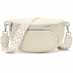 Rorimyth Bauchtasche Damen Schwarz Umhängetasche Damen Klein Handtasche Damen Crossbody Bag Damen Gürteltasche Damen Beige