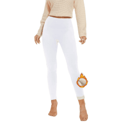 AMIYOYO Thermo Leggings Damen Gefüttert Leggings Fleece Thermohose Verdickte Plüsch Leggins Blickdicht Samt Thermounterwäsche Warm Strumpfhose Winter XXL Weiß