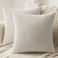MIULEE 2er Set Kissenbezüge Kord Kissenhülle Dekorative Kissenbezug Sofakissen Couchkissen Dekokissen Zierkissenbezug Deko Kissenhülle mit Verstecktem Reißverschluss 45x45 cm Beige 45 x 45 cm, 2 Stück Beige