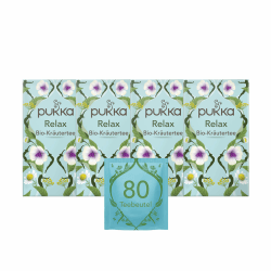 Pukka Tee Set, Bio-Kräutertee "Relax", Kamille, Kardamom und Fenchel, Für Momente der Ruhe, 4er Pack, 80 Teebeutel