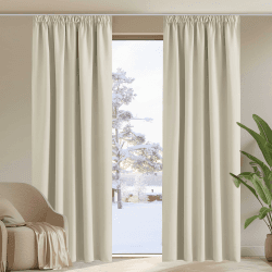 PONY DANCE Wärmeisolierende Vorhänge Wohnzimmer Gardinen mit Kräuselband 2er Set H 245 x B 140 cm Verdunkelungsvorhang für Schienensystem Thermovorhang gegen Kälte, Hellbeige H245 x B140 cm (2er Pack) Hellbeige