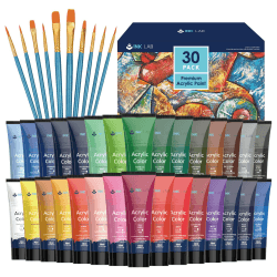 INK LAB Acrylfarbe Set 30 Tuben Ungiftig Acryl Farben Waschfeste Künstlerfarbe Malfarben Reiche Pigmente Ideal für Künstler Anfänger Leinwand Papier Stein Holz, 36ml/Tube