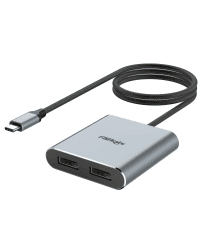 fairikabe USB C auf Dual DisplayPort MST Hub Splitter, USB Typ C auf Dual 4K@60Hz 2X DisplayPort 1.2 Adapter für Windows Laptop PC, kompatibel mit Thunderbolt 3