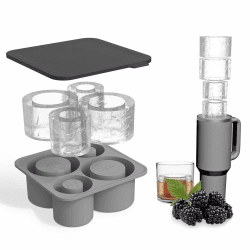 MARUKO Eiswürfelform Silikon für Stanley Becher, Eiswürfelbehälter für Stanley Cup, Silikon Eiswürfelform mit Deckel, BPA Frei, Eiswürfelschale Sichere Eiswürfel Form für 20/30/40 Oz Becher (Grau)