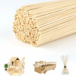 lahnao 300 Stück Zuckerwatte Stäbe, 300mm x 3mm Rund Holzstäbchen, Unbehandelte Holzstäbe zum Basteln, Holzstab für Kunstprojekte, DIY-Crafts, Holzarbeit, Dekoration