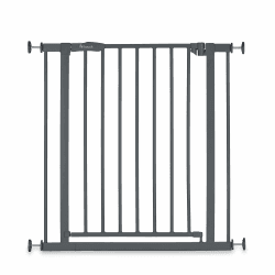 hauck Treppenschutzgitter Türschutzgitter Open N Stop 2, für Breiten 75-80 cm, ohne Bohren, Einhändiges Beidseitiges Öffnen, Manueller Schließmechanismus, Metall (Dark Grey)